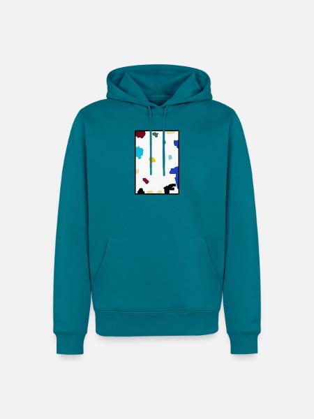 Abstraktes Konfetti auf weißer Leinwand - Männer Premium Bio Hoodie - Petrol