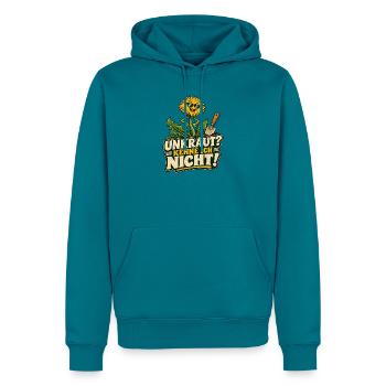Unkraut? Kenne ich nicht – Gartencartoon - Männer Premium Bio Hoodie - Petrol - Vorne
