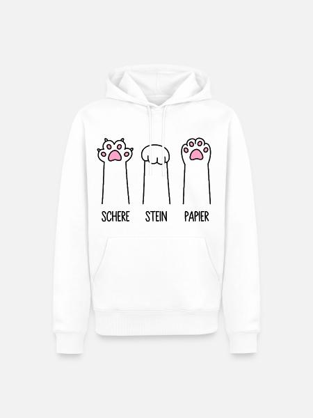 Schere Stein Papier Katze Pfote Spiel Katzenpfoten - Männer Premium Bio Hoodie - Weiß