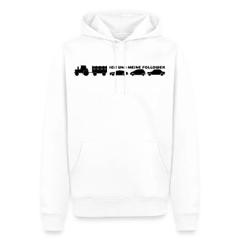 Ich und meine Follower - Landwirt Traktor Autos - Männer Premium Bio Hoodie - Weiß - Vorne - Nico (187cm)