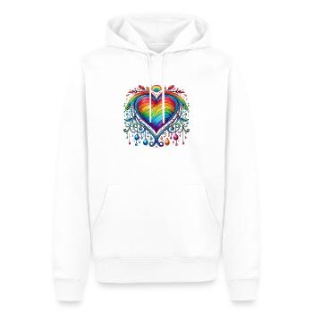 Coeur arc-en-ciel - Sweat à capuche Premium bio Homme - blanc - Devant - Nico (187cm)