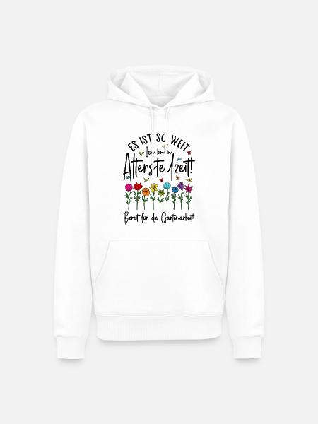 Altersteilzeit - Bereit für die Gartenarbeit  - Männer Premium Bio Hoodie - Weiß