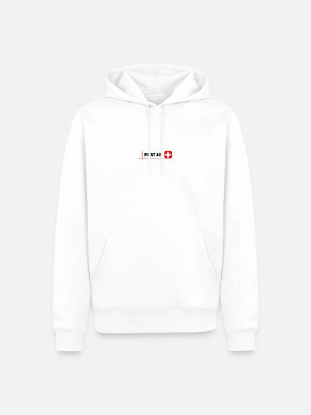 PREMIERS SECOURS - Sweat à capuche Premium bio Homme - blanc