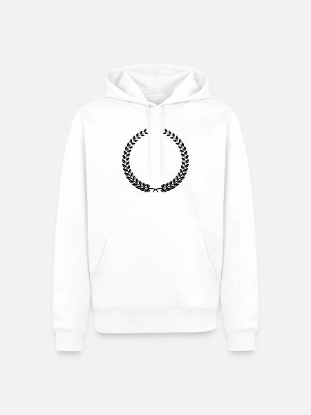 Laurel Wreath Vintage Award Badge Frame Vector - Männer Premium Bio Hoodie - Weiß