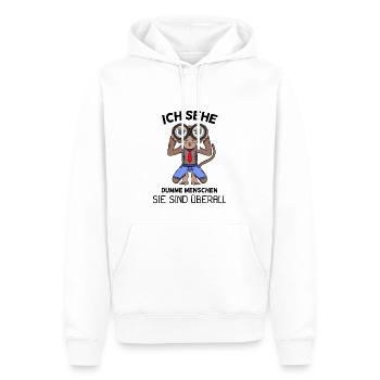 Ich sehe dumme Menschen Spruch lustig Affe - Männer Premium Bio Hoodie - Weiß - Vorne - Nico (187cm)
