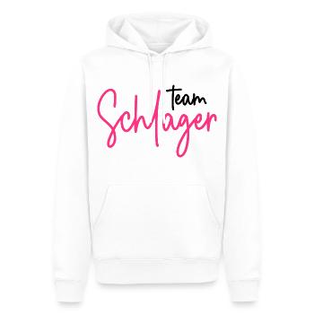 Team Schlager - Schlagerparty - Schlagermusik - Männer Premium Bio Hoodie - Weiß - Vorne - Nico (187cm)