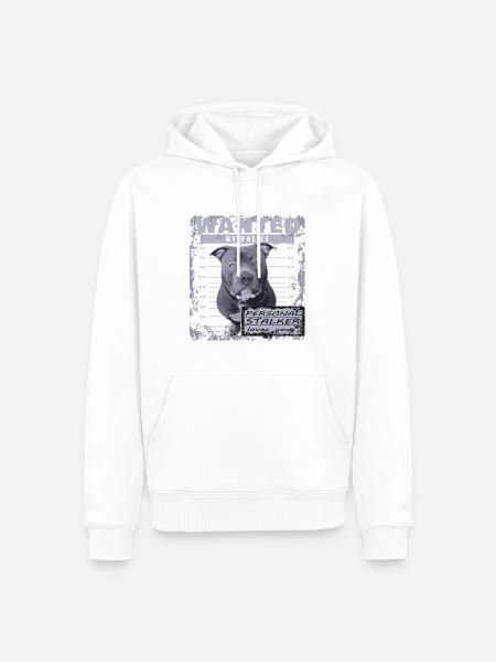American Bully blue line künstlerisches Design - Männer Premium Bio Hoodie - Weiß