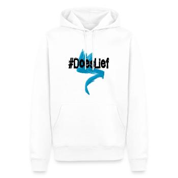 Respektiert Relief – drückt dein Herz aus – respektiert - Männer Premium Bio Hoodie - Weiß - Vorne - Nico (187cm)