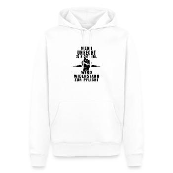 Reconnaître l’injustice – faire preuve de résistance - Sweat à capuche Premium bio Homme - blanc - Devant - Nico (187cm)