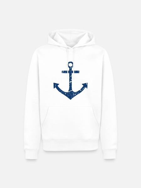 Ancre - Sweat à capuche Premium bio Homme - blanc