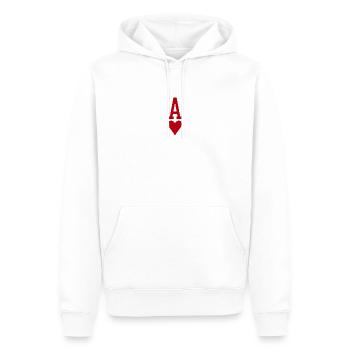 Poker Playing Card Heart As - Sweat à capuche Premium bio Homme - blanc - Devant - Nico (187cm)