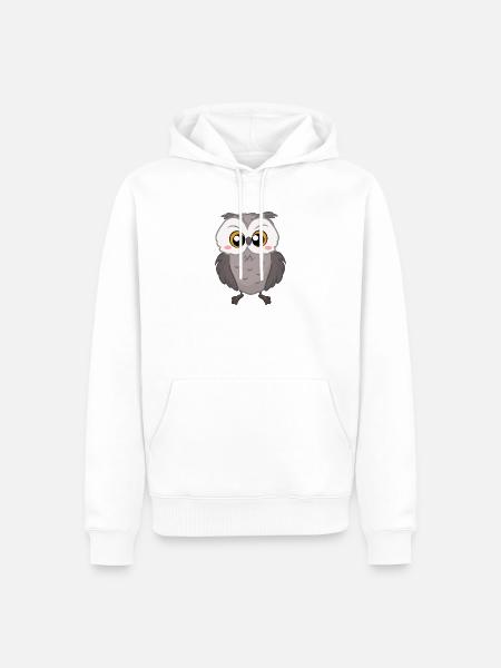 Eule - Männer Premium Bio Hoodie - Weiß