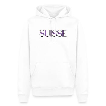 SUISSE. PAYS. GENEVE. HUMOUR. PAYS. DRAPEAU - Sweat à capuche Premium bio Homme - blanc - Devant - Nico (187cm)