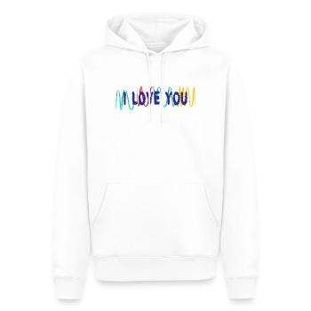 VALENTINSTAG. ICH LIEBE DICH. ICH LIEBE DICH. LIEBE. LIEBE - Männer Premium Bio Hoodie - Weiß - Vorne - Nico (187cm)
