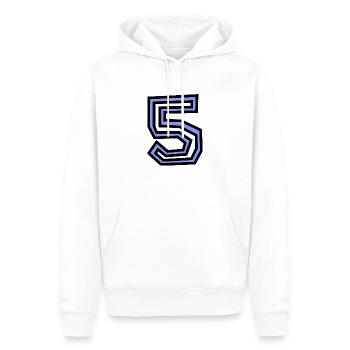 5. 5 YEARS - Men’s Premium Organic Hoodie - white - Front - Nico (187cm)