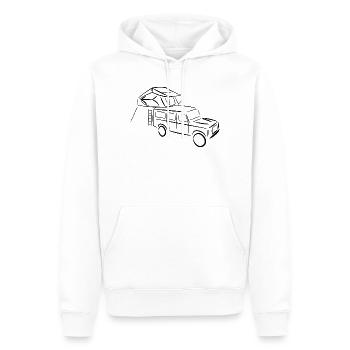 Defender mit Dachzelt, Dachzelt, Dachzeltnomaden - Männer Premium Bio Hoodie - Weiß - Vorne - Nico (187cm)