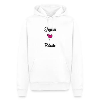 RETRAITE. BONNE RETRAITE. JOYEUSE RETRAITE - Sweat à capuche Premium bio Homme - blanc - Devant - Nico (187cm)