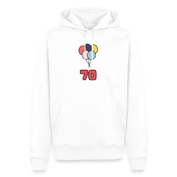 70. 70 JAHRE. 70-JÄHRIGES JUBILÄUM. GEBURTSTAG 70 JAHRE. - Männer Premium Bio Hoodie - Weiß - Vorne - Nico (187cm)