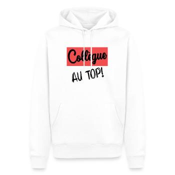 COLLEGUE. DEPART. RETRAITE - Sweat à capuche Premium bio Homme - blanc - Devant - Nico (187cm)
