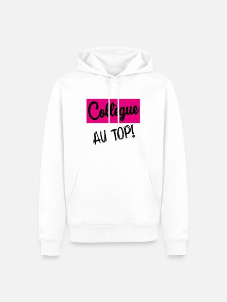 COLLEGUE - Sweat à capuche Premium bio Homme - blanc
