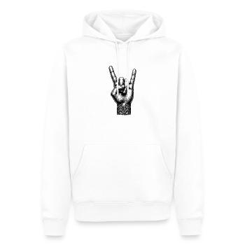Rock on Hand avec des cornes de diable - Sweat à capuche Premium bio Homme - blanc - Devant - Nico (187cm)