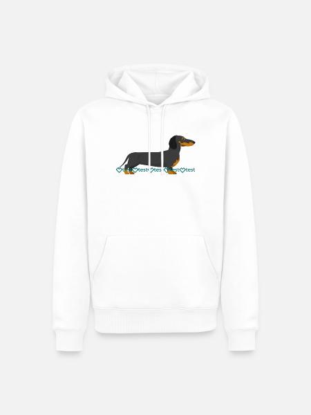 Image du teckel - Sweat à capuche Premium bio Homme - blanc