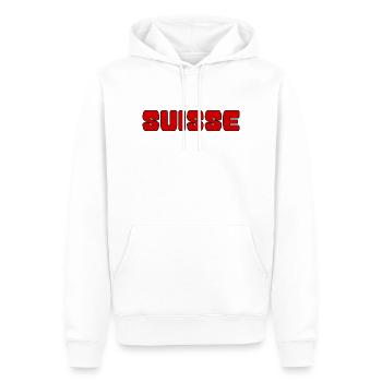 SUISSE. PAYS. GENEVE. SUISSE. HUMOUR. PAYS - Sweat à capuche Premium bio Homme - blanc - Devant - Nico (187cm)
