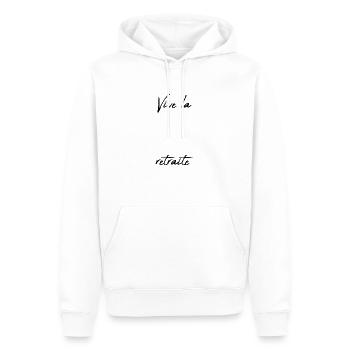 RETRAITE. RETRAITE. RETRAITEE. BONNE RETRAITE - Sweat à capuche Premium bio Homme - blanc - Devant - Nico (187cm)
