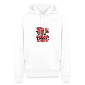 Melone es aus! - Männer Premium Bio Hoodie - Weiß - Vorne - Nico (187cm)