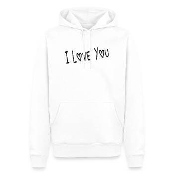 VALENTINSTAG. ICH LIEBE DICH. ICH LIEBE DICH. LIEBE. LIEBE - Männer Premium Bio Hoodie - Weiß - Vorne - Nico (187cm)
