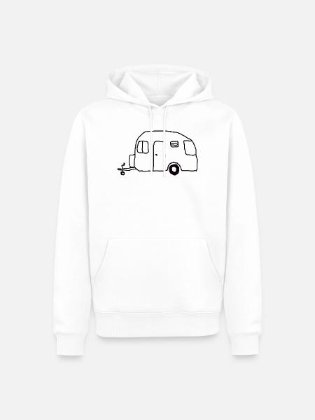 wohnwagen zeichnung - Männer Premium Bio Hoodie - Weiß