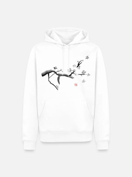 Sakura, Kirschblüten - Männer Premium Bio Hoodie - Weiß