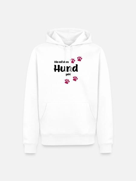 Die Mit Dem Hund Geht - Edition Colored Paw - Männer Premium Bio Hoodie - Weiß