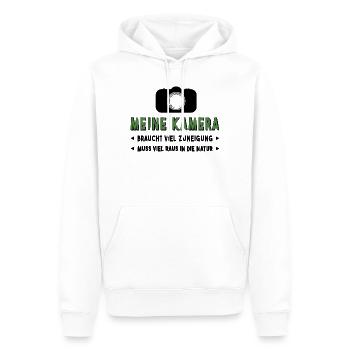 Kamera fotografieren - Männer Premium Bio Hoodie - Weiß - Vorne - Nico (187cm)