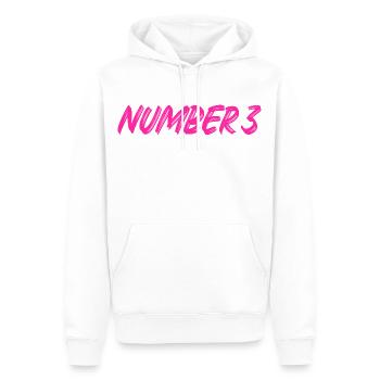 Number 3 - drei - dritter - dritte - 3 - Nummer 3 - Männer Premium Bio Hoodie - Weiß - Vorne - Nico (187cm)
