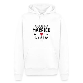Geschenk zum Hochzeitstag 1 Jahr Hochzeit aus Baumwolle - Männer Premium Bio Hoodie - Weiß - Vorne - Nico (187cm)