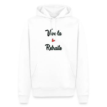 RETRAITE. RETRAITE. RETRAITEE. BONNE RETRAITE - Sweat à capuche Premium bio Homme - blanc - Devant - Nico (187cm)