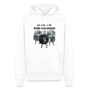 You came to the wrong Neighborhood - Schafherde - Männer Premium Bio Hoodie - Weiß - Vorne - Nico (187cm)