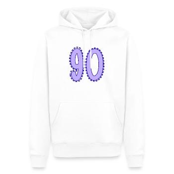 90. 90 ANS. 90e ANNIVERSAIRE. ANNIVERSAIRE 90 ANS. - Sweat à capuche Premium bio Homme - blanc - Devant - Nico (187cm)