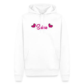 SUISSE. HUMOUR. PAYS. DRAPEAU. GENEVE. LAUSANNE - Sweat à capuche Premium bio Homme - blanc - Devant - Nico (187cm)