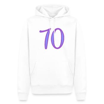 70. 70 ANS. 70e ANNIVERSAIRE. ANNIVERSAIRE 70 ANS. - Sweat à capuche Premium bio Homme - blanc - Devant - Nico (187cm)