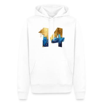 NR. 14 NUMMER 14 COOL 14. GEBURTSTAG - Männer Premium Bio Hoodie - Weiß - Vorne - Nico (187cm)