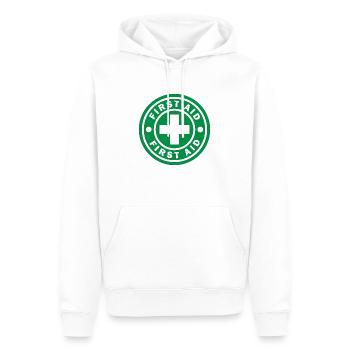 First Aid Medical Cross Safety Sign Vector Icon - Men’s Premium Organic Hoodie - white - Front - Nico (187cm)