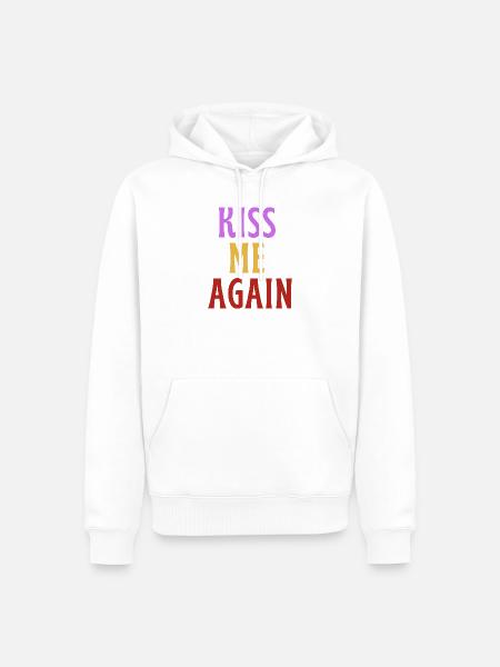 Küss mich wieder - LIEBE! - Männer Premium Bio Hoodie - Weiß