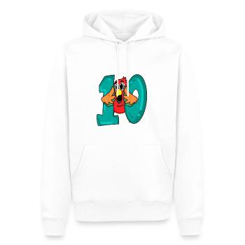 10 anniversaire - oiseau perroquet avec le numéro 10 - Sweat à capuche Premium bio Homme - blanc - Devant - Nico (187cm)