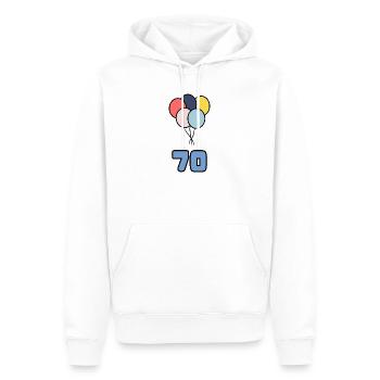 70. 70 JAHRE. 70-JÄHRIGES JUBILÄUM. GEBURTSTAG 70 JAHRE. - Männer Premium Bio Hoodie - Weiß - Vorne - Nico (187cm)