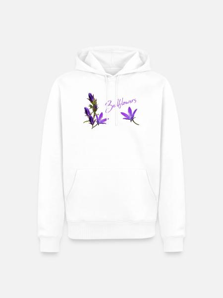 Glockenblumen lila Blumen - Männer Premium Bio Hoodie - Weiß