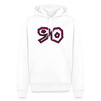 90. 90 ANS. 90e ANNIVERSAIRE. ANNIVERSAIRE 90 ANS. - Sweat à capuche Premium bio Homme - blanc - Devant - Nico (187cm)