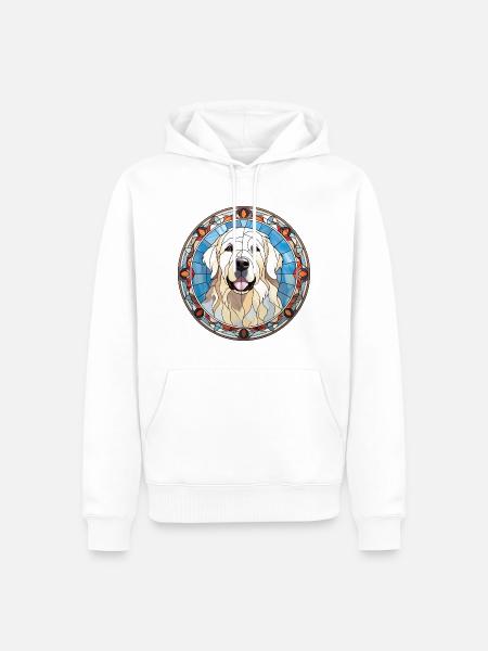 Große Pyrenäen Hunderasse Aquarellglas - Männer Premium Bio Hoodie - Weiß