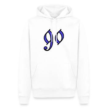 90. 90 ANS. 90e ANNIVERSAIRE. ANNIVERSAIRE 90 ANS. - Sweat à capuche Premium bio Homme - blanc - Devant - Nico (187cm)